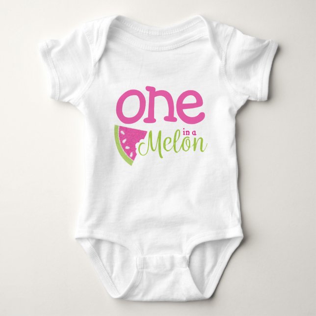 One in a Melon 1st Birthday Watermelon Baby Bodysuit (Front)