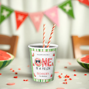 One in a melon 1st birthday watermelon party paper cups