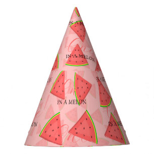 One In A Melon 1st Birthday Watermelon Pattern   Party Hat