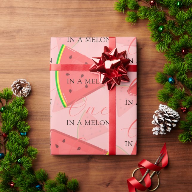 One In A Melon 1st Birthday Watermelon Pattern   Wrapping Paper (Holiday Gift)