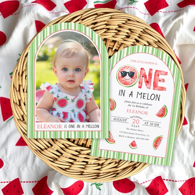 One in a melon 1st birthday watermelon summer invitation (Creator Uploaded)