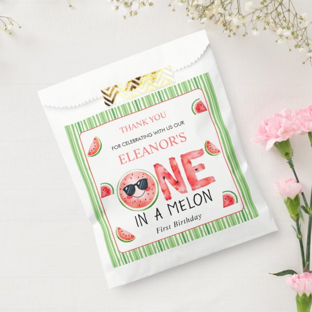 One in a melon 1st birthday watermelon Thank You Favour Bags (Sealed)