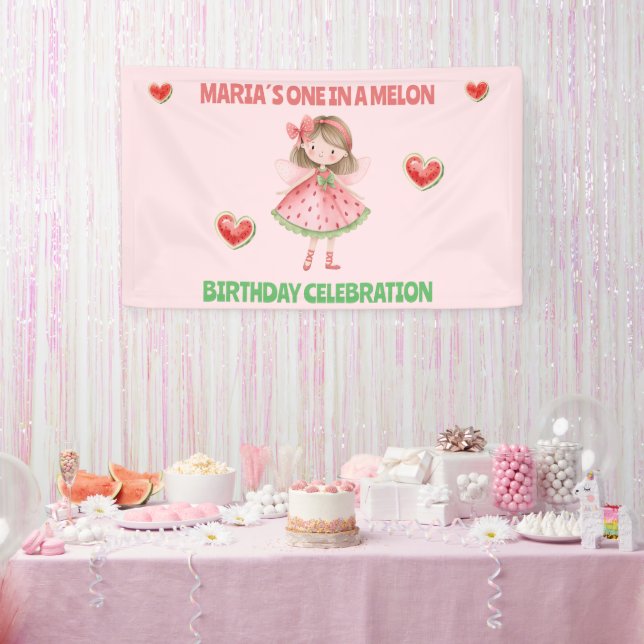 One in a Melon Birthday Banner | Watermelon Fairy (Party)