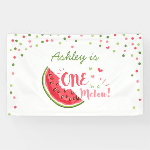 One in a melon birthday banner Watermelon Girl