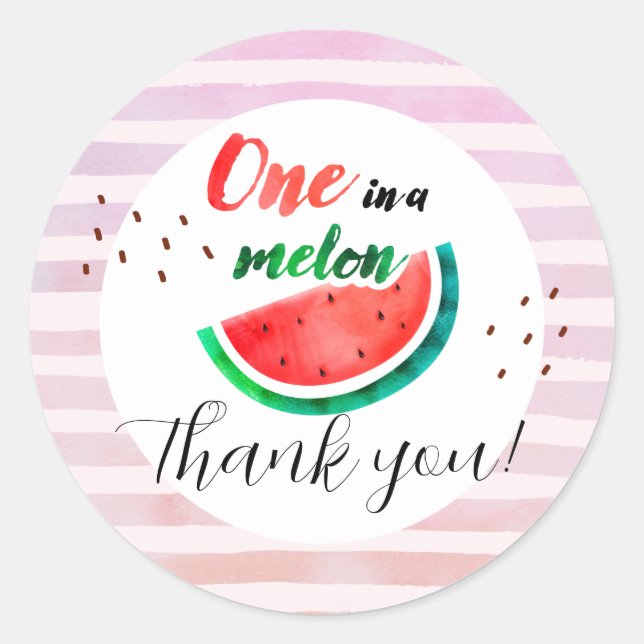 One in a Melon Birthday Classic Round Sticker (Front)
