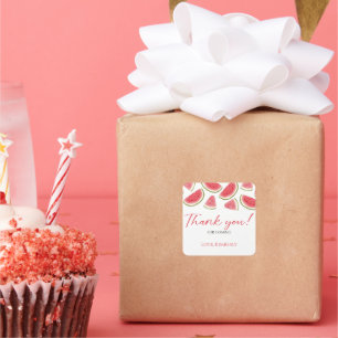 One In A Melon Birthday Favour Tag, Watermelon Square Sticker