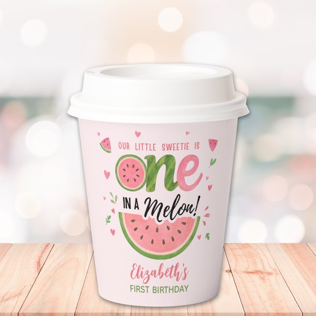 One in a Melon! Birthday Girl Celebration Paper Cups (Creator Uploaded)