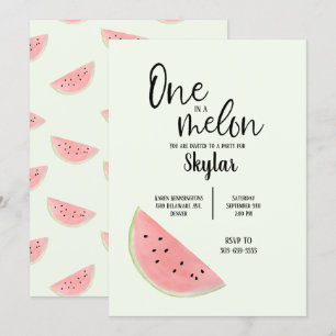 One in a Melon Birthday Invitation for Girl or Boy