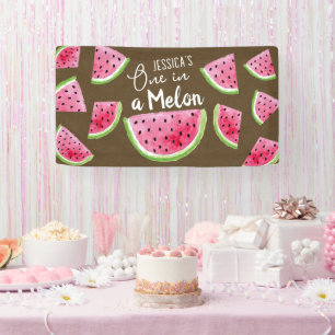 One in a Melon Birthday Party Kraft Paper Texture Banner