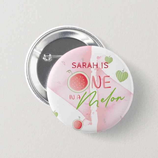 One In a Melon Birthday Personalised 6 Cm Round Badge (Front & Back)