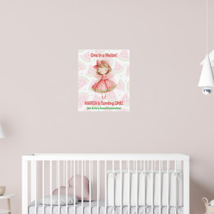 One in a Melon Birthday Poster Watermelon Fairy