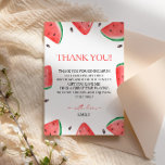 One In A Melon Birthday Watermelon Thank You Card<br><div class="desc">Express your gratitude with our "One In A Melon" Birthday Watermelon Thank You Card. Featuring charming watermelon-themed designs, this card is perfect for showing appreciation to your guests after the celebration. With a playful and cheerful design, it adds a personal touch to your thank you message, making each recipient feel...</div>