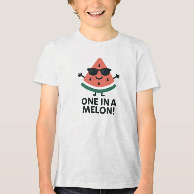 One in a Melon Cool Watermelon Design Tri-Blend Shirt (Front)