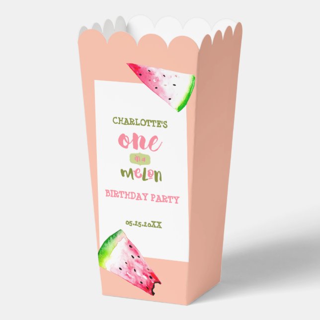 One in a Melon Custom Watermelon Cute 1st Birthday Favour Box (Front)