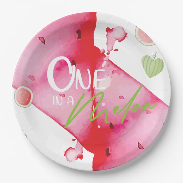 One In a Melon Cute summer Paper Plate (Front)