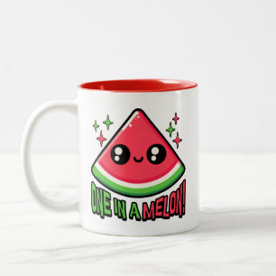 One In A Melon! Cute Watermelon Pun Two-Tone Coffee Mug