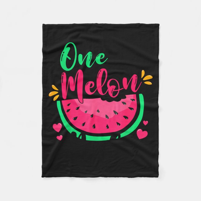 One In A Melon Dada Summer Birthday Party Matching Fleece Blanket (Front)