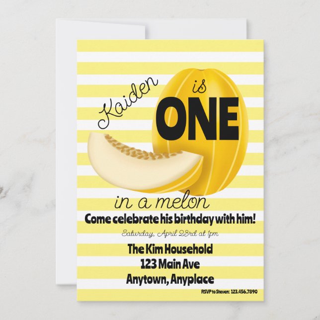 One in a Melon First 1st Birthday Party Invitation (Front)