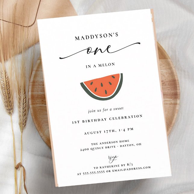 One In A Melon First Birthday Invitation (Creator Uploaded)