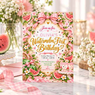 One in a Melon First Birthday Invitation