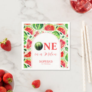 One In A Melon  First Birthday  Napkin