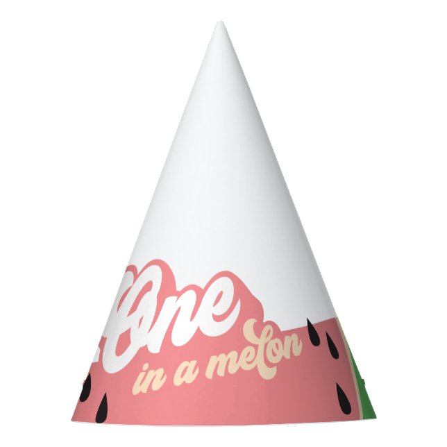 One In a Melon First Birthday Party Hat (Front)