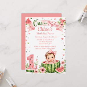 One in a Melon Girl 1st. Birthday Party Invitation