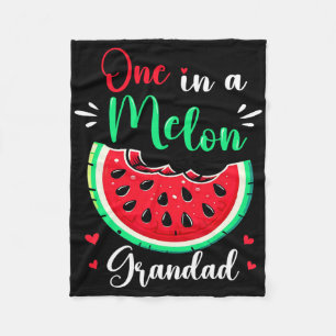 One In A Melon Grandad Birthday Party Matching Fam Fleece Blanket