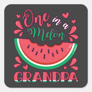 One in a Melon Grandpa B-Day Party Square Sticker