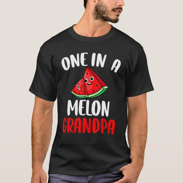 One In A Melon Grandpa Watermelon Fruit Family Mat T-Shirt (Front)