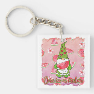 One in a Melon Green Gnome & Watermelon Key Ring