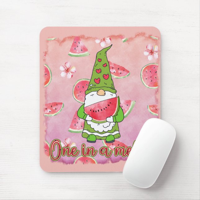 One in a Melon | Green Gnome & Watermelon Mouse Pad (With Mouse)
