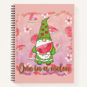 One in a Melon Green Gnome & Watermelon Notebook