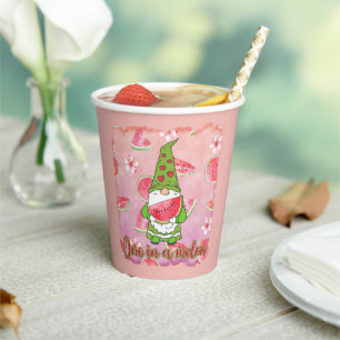 One in a Melon Green Gnome & Watermelon Paper Cups