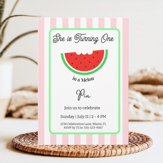 One in a Melon Invitation Kids Birthday (Creator Uploaded)
