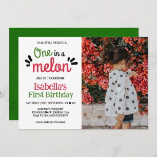 One In A Melon Little Sweetie Girl 1st Birthday Invitation