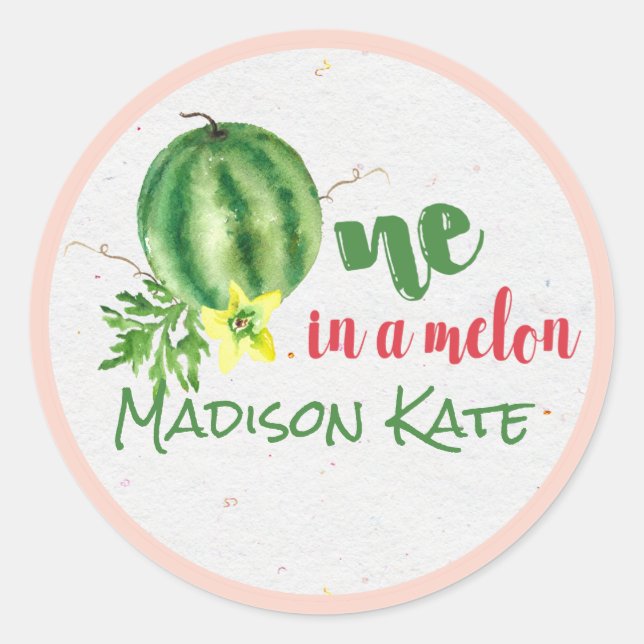 One in a Melon Personalised Birthday Stickers (Front)
