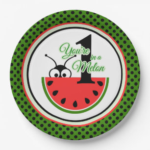 One in a Melon Picnic Ant with Watermelon  Paper Plate