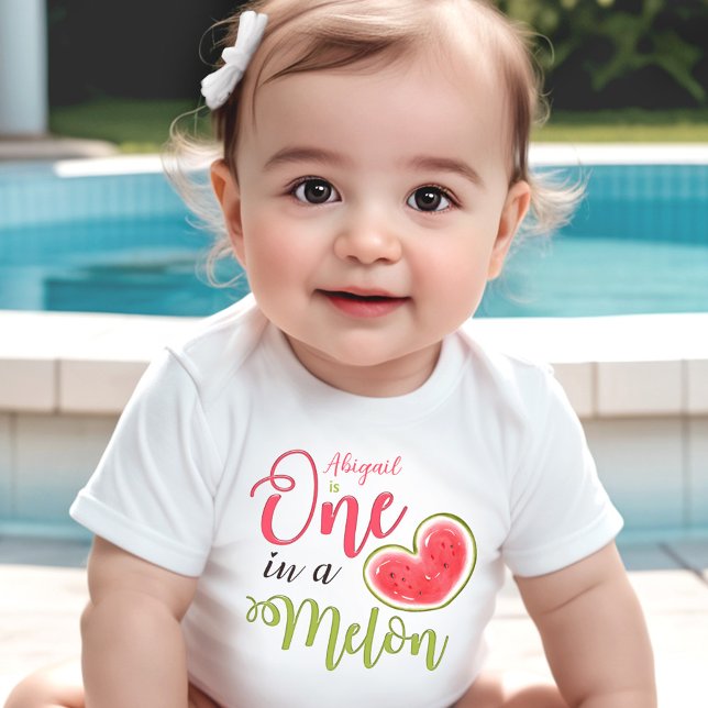 One In A Melon Pink 1st Birthday Girl Name Baby Bodysuit (One In A Melon Pink 1st Birthday Girl Name Baby Bodysuit)