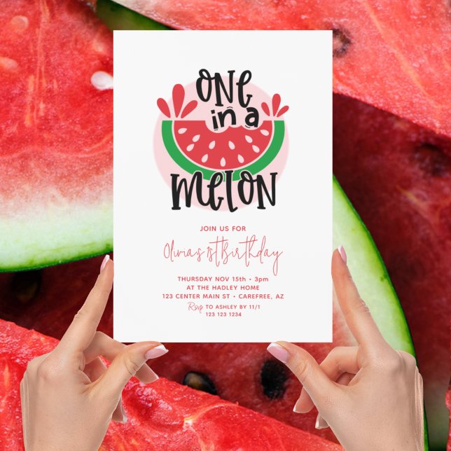 One in a Melon Pink 1st Birthday Invitation (Creator Uploaded)