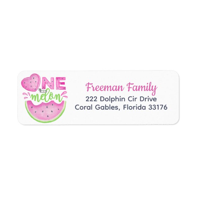 One in a Melon Pink Watermelon Address Label (Front)
