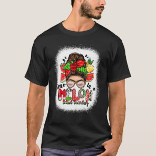 One In A Melon School Secretary Messy Bun Watermel T-Shirt