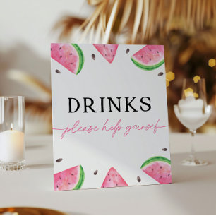 One In A Melon Sign Watermelon Drinks Sign