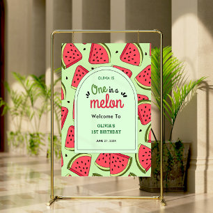 One in a Melon Summer 1st Birthday Welcome  Poster