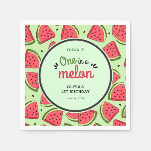 One in a Melon Summer Watermelon 1st Birthday  Napkin