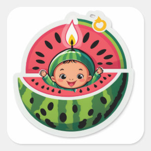 One in a Melon – Sweetest 1st Birthday Surprise Square Sticker