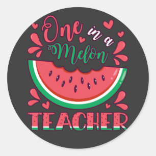 One in a Melon Teacher B-Day Party Classic Round Sticker