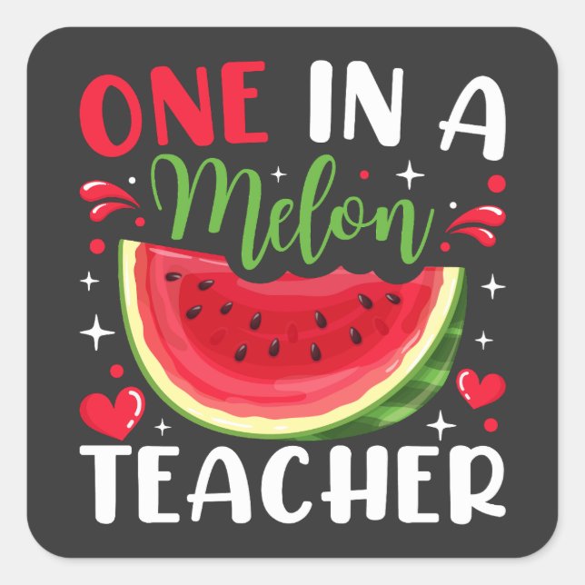 One in a Melon Teacher B-Day Party Square Sticker (Front)
