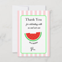 One in a Melon Thank You Card Kids Birthday