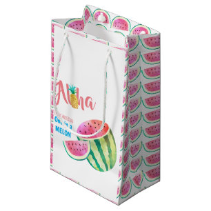 One in a Melon Tropical Watermelon Watercolor Pink Small Gift Bag